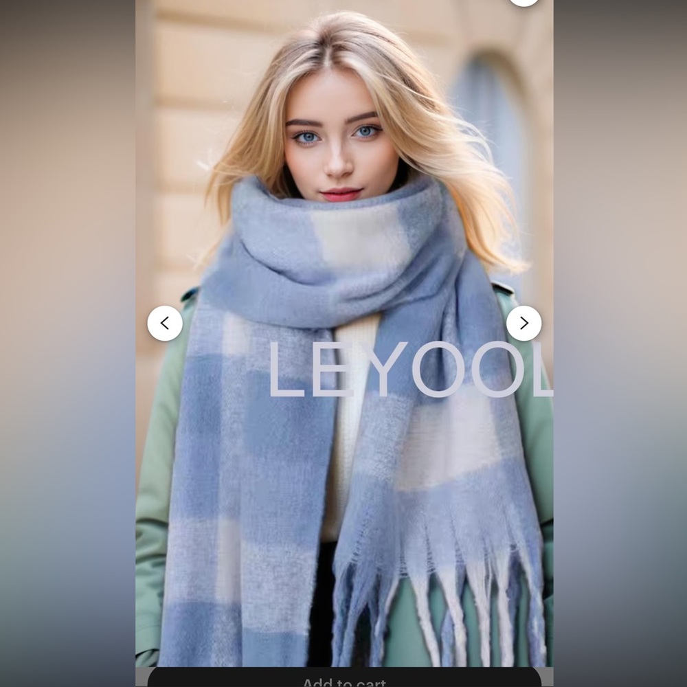 New bleu sky and white clouds Mohair Scarf Fuzzy 82.68 × 15.75 inches Wrap